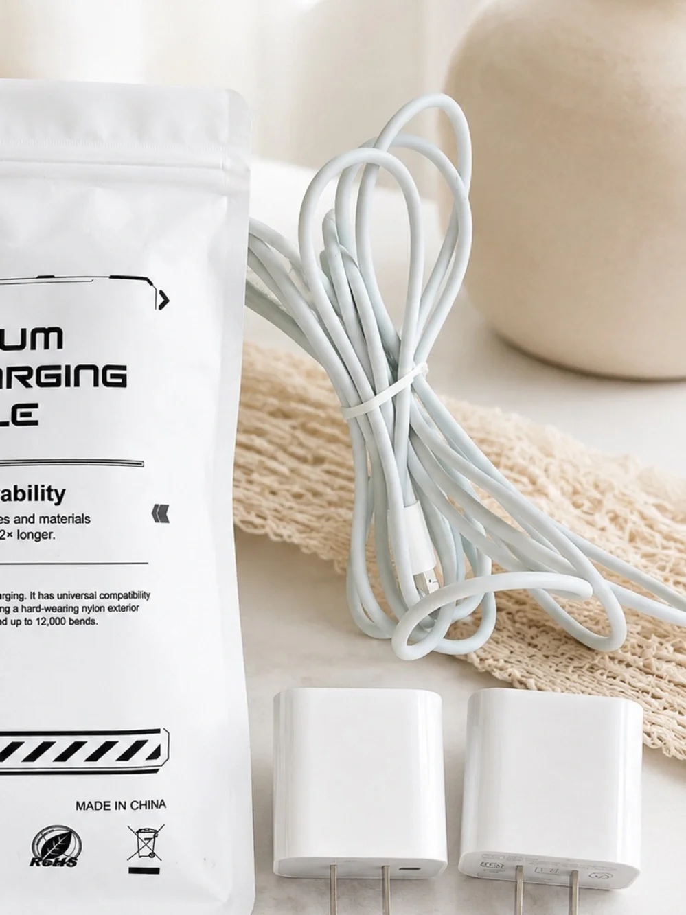 Premium Fast Charging Cable Bundle + 2 USB-C Wall Chargers | 9’9” Cable | New